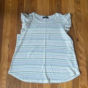 NWOT Kim and cami sparkly striped top w ruffle sleeve
